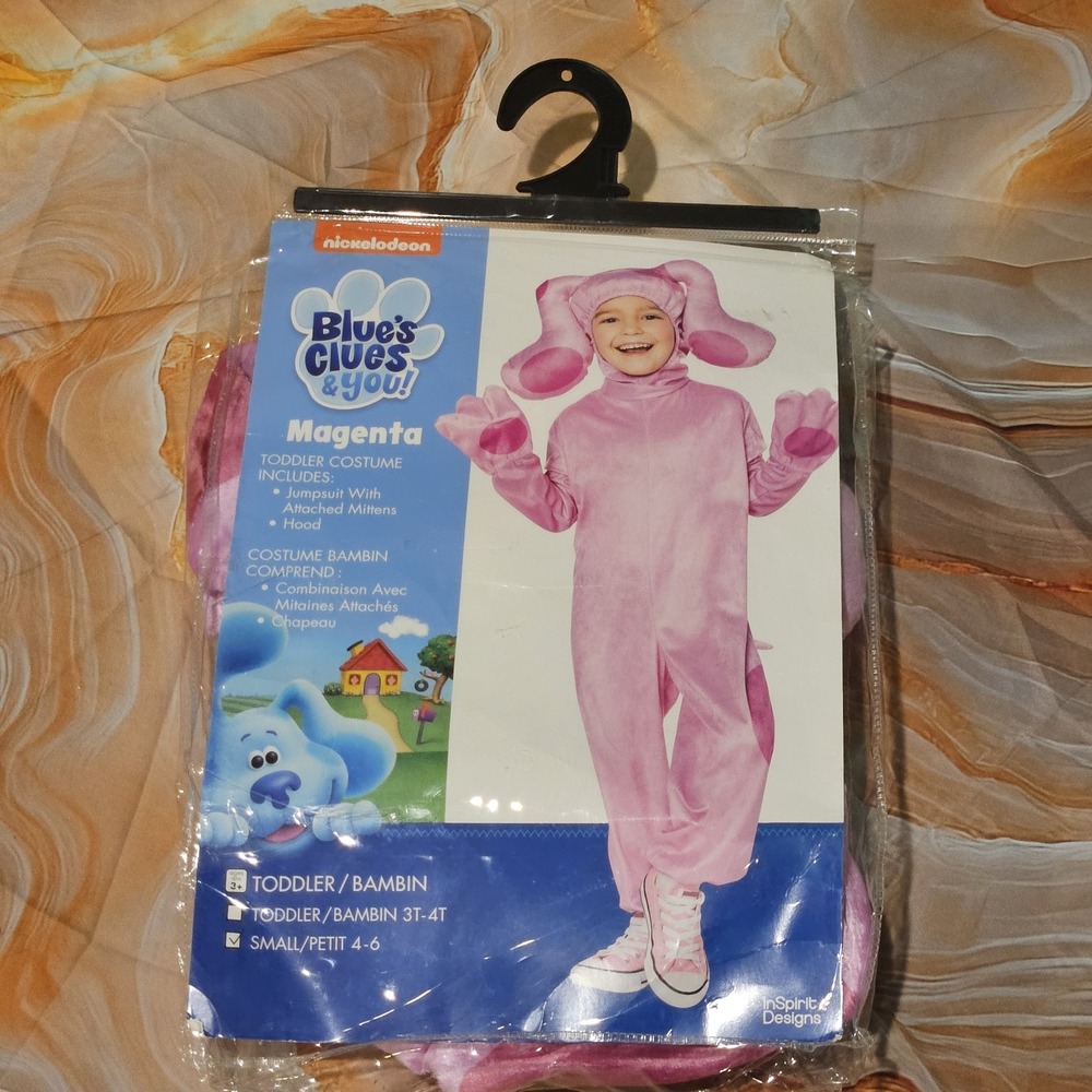 Blue's Clues Magenta Kids Halloween Costume Size 4-6 Pink Dog Jumpsuit Hood